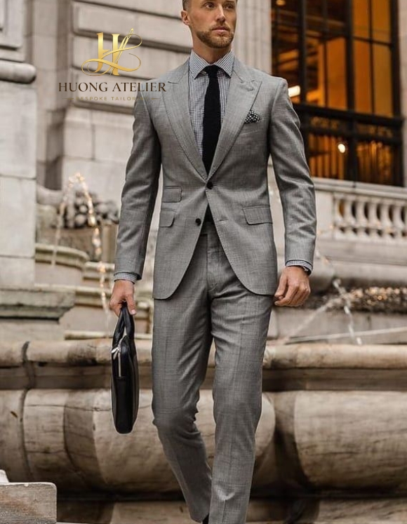 Grey Textured Custom Suit Ho Chi Minh 